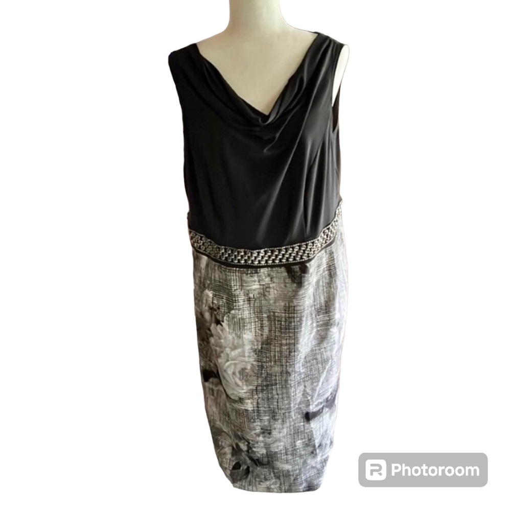 Dana Kay Black Gray Sleeveless Sheath Dress Size 16W